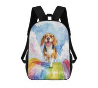 sinyumoney Kids 17inch School Bag Beagle Rainbow Bridge Children's School Backpack School Bookbag Fashion Casual Travel Rucksacks 3D Printed Funny Cool Book Bags