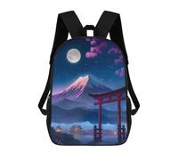 sinyumoney Kids 17inch School Bag Beautiful View Mt Fuji Tor Children's School Backpack School Bookbag Fashion Casual Travel Rucksacks 3D Printed Funny Cool Book Bags