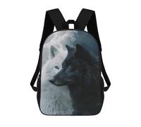 sinyumoney Kids 17inch School Bag Black & White Wolves Harmony in Nature Children's School Backpack School Bookbag Fashion Casual Travel Rucksacks 3D Printed Funny Cool Book Bags