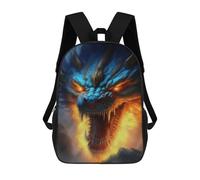 sinyumoney Kids 17inch School Bag Blue Dragon Fire Fantasy Art Children's School Backpack School Bookbag Fashion Casual Travel Rucksacks 3D Printed Funny Cool Book Bags
