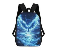 sinyumoney Kids 17inch School Bag Blue Phoenix Rising Over Ocean Children's School Backpack School Bookbag Fashion Casual Travel Rucksacks 3D Printed Funny Cool Book Bags