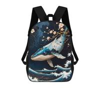 sinyumoney Kids 17inch School Bag Blue Whale Kintsugi Art Children's School Backpack School Bookbag Fashion Casual Travel Rucksacks 3D Printed Funny Cool Book Bags