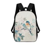 sinyumoney Kids 17inch School Bag Bluebird on Branch with Flowers Children's School Backpack School Bookbag Fashion Casual Travel Rucksacks 3D Printed Funny Cool Book Bags