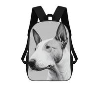sinyumoney Kids 17inch School Bag Bull Terrier Drawing Dog Children's School Backpack School Bookbag Fashion Casual Travel Rucksacks 3D Printed Funny Cool Book Bags