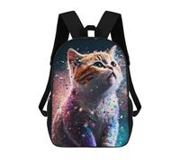 sinyumoney Kids 17inch School Bag Cat Rainbow Bright Children's School Backpack School Bookbag Fashion Casual Travel Rucksacks 3D Printed Funny Cool Book Bags