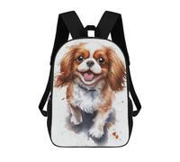 sinyumoney Kids 17inch School Bag Cavalier King Cute Children's School Backpack School Bookbag Fashion Casual Travel Rucksacks 3D Printed Funny Cool Book Bags
