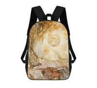 sinyumoney Kids 17inch School Bag Cheetah Under A Golden Moon Children's School Backpack School Bookbag Fashion Casual Travel Rucksacks 3D Printed Funny Cool Book Bags