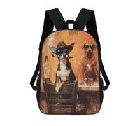sinyumoney Kids 17inch School Bag Chill Dogs with Cigars Painting Children's School Backpack School Bookbag Fashion Casual Travel Rucksacks 3D Printed Funny Cool Book Bags