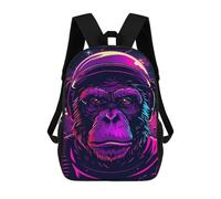 sinyumoney Kids 17inch School Bag Chimp Astronaut Space Art Print Children's School Backpack School Bookbag Fashion Casual Travel Rucksacks 3D Printed Funny Cool Book Bags