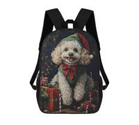 sinyumoney Kids 17inch School Bag Christmas Poodle with Presents-4 Children's School Backpack School Bookbag Fashion Casual Travel Rucksacks 3D Printed Funny Cool Book Bags