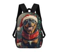 sinyumoney Kids 17inch School Bag Christmas Rottweiler with Santa Hat Children's School Backpack School Bookbag Fashion Casual Travel Rucksacks 3D Printed Funny Cool Book Bags