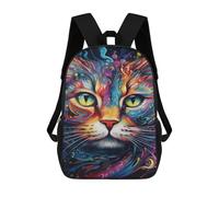 sinyumoney Kids 17inch School Bag Colorful Abstract Cat Art Print-11 Children's School Backpack School Bookbag Fashion Casual Travel Rucksacks 3D Printed Funny Cool Book Bags