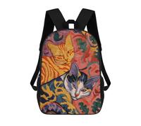 sinyumoney Kids 17inch School Bag Colorful Cats Art Print -1 Children's School Backpack School Bookbag Fashion Casual Travel Rucksacks 3D Printed Funny Cool Book Bags