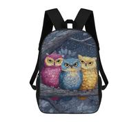 sinyumoney Kids 17inch School Bag Colorful Owls Night Tree Branch Children's School Backpack School Bookbag Fashion Casual Travel Rucksacks 3D Printed Funny Cool Book Bags