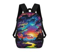 sinyumoney Kids 17inch School Bag Colorful Sunset Landscape Children's School Backpack School Bookbag Fashion Casual Travel Rucksacks 3D Printed Funny Cool Book Bags