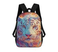 sinyumoney Kids 17inch School Bag Colorful Tiger Painting Artwork Children's School Backpack School Bookbag Fashion Casual Travel Rucksacks 3D Printed Funny Cool Book Bags