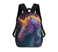 sinyumoney Kids 17inch School Bag Colorful Unicorn Art Print-2 Children's School Backpack School Bookbag Fashion Casual Travel Rucksacks 3D Printed Funny Cool Book Bags
