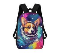 sinyumoney Kids 17inch School Bag Corgi Astronaut in Space -27 Children's School Backpack School Bookbag Fashion Casual Travel Rucksacks 3D Printed Funny Cool Book Bags