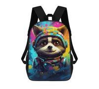 sinyumoney Kids 17inch School Bag Cosmic Raccoon Explorer-2 Children's School Backpack School Bookbag Fashion Casual Travel Rucksacks 3D Printed Funny Cool Book Bags