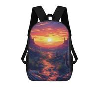 sinyumoney Kids 17inch School Bag Desert Sunset Pathway Children's School Backpack School Bookbag Fashion Casual Travel Rucksacks 3D Printed Funny Cool Book Bags