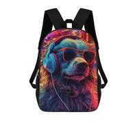 sinyumoney Kids 17inch School Bag Dog Headphone Dj Music Children's School Backpack School Bookbag Fashion Casual Travel Rucksacks 3D Printed Funny Cool Book Bags