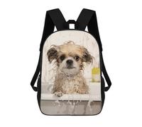 sinyumoney Kids 17inch School Bag Doggie in The Bath Pet Children's School Backpack School Bookbag Fashion Casual Travel Rucksacks 3D Printed Funny Cool Book Bags
