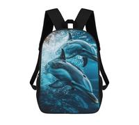 sinyumoney Kids 17inch School Bag Dolphins Underwater Children's School Backpack School Bookbag Fashion Casual Travel Rucksacks 3D Printed Funny Cool Book Bags