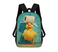 sinyumoney Kids 17inch School Bag Duck with Toilet Paper Hat-5 Children's School Backpack School Bookbag Fashion Casual Travel Rucksacks 3D Printed Funny Cool Book Bags