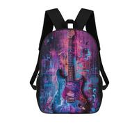 sinyumoney Kids 17inch School Bag Electric Guitar Abstract Art Children's School Backpack School Bookbag Fashion Casual Travel Rucksacks 3D Printed Funny Cool Book Bags