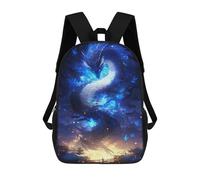 sinyumoney Kids 17inch School Bag Enchanted Dragon Fantasy Artwork Children's School Backpack School Bookbag Fashion Casual Travel Rucksacks 3D Printed Funny Cool Book Bags