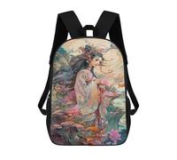 sinyumoney Kids 17inch School Bag Fantasy Asian Beauty Artwork Children's School Backpack School Bookbag Fashion Casual Travel Rucksacks 3D Printed Funny Cool Book Bags