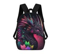 sinyumoney Kids 17inch School Bag Fantasy Dragon Art Print-4 Children's School Backpack School Bookbag Fashion Casual Travel Rucksacks 3D Printed Funny Cool Book Bags