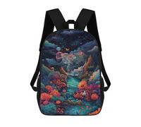 sinyumoney Kids 17inch School Bag Fantasy Forest with Elephant Children's School Backpack School Bookbag Fashion Casual Travel Rucksacks 3D Printed Funny Cool Book Bags