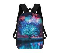 sinyumoney Kids 17inch School Bag Fireworks Over The City Skyline Children's School Backpack School Bookbag Fashion Casual Travel Rucksacks 3D Printed Funny Cool Book Bags