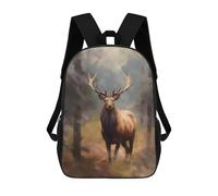 sinyumoney Kids 17inch School Bag Forest Majesty Stag in Misty Woods Children's School Backpack School Bookbag Fashion Casual Travel Rucksacks 3D Printed Funny Cool Book Bags