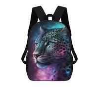 sinyumoney Kids 17inch School Bag Galactic Leopard Portrait -3 Children's School Backpack School Bookbag Fashion Casual Travel Rucksacks 3D Printed Funny Cool Book Bags