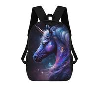 sinyumoney Kids 17inch School Bag Galactic Unicorn Art Print-5 Children's School Backpack School Bookbag Fashion Casual Travel Rucksacks 3D Printed Funny Cool Book Bags