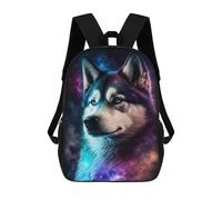 sinyumoney Kids 17inch School Bag Galactic Wolf Portrait -45 Children's School Backpack School Bookbag Fashion Casual Travel Rucksacks 3D Printed Funny Cool Book Bags
