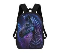 sinyumoney Kids 17inch School Bag Galactic Zebra Art Print Children's School Backpack School Bookbag Fashion Casual Travel Rucksacks 3D Printed Funny Cool Book Bags