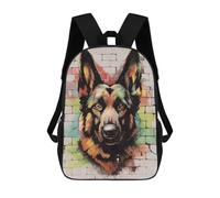 sinyumoney Kids 17inch School Bag German Shepherd Graffiti Children's School Backpack School Bookbag Fashion Casual Travel Rucksacks 3D Printed Funny Cool Book Bags