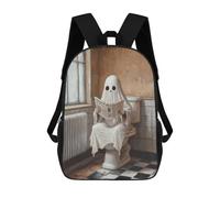 sinyumoney Kids 17inch School Bag Ghost Reading Newspaper in Bathroom Children's School Backpack School Bookbag Fashion Casual Travel Rucksacks 3D Printed Funny Cool Book Bags