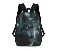 sinyumoney Kids 17inch School Bag Gray Wolf Portrait Children's School Backpack School Bookbag Fashion Casual Travel Rucksacks 3D Printed Funny Cool Book Bags