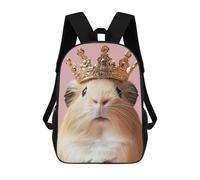 sinyumoney Kids 17inch School Bag Guinea Pig King Children's School Backpack School Bookbag Fashion Casual Travel Rucksacks 3D Printed Funny Cool Book Bags