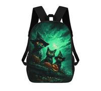 sinyumoney Kids 17inch School Bag Halloween Cats with Pumpkins-3 Children's School Backpack School Bookbag Fashion Casual Travel Rucksacks 3D Printed Funny Cool Book Bags