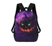 sinyumoney Kids 17inch School Bag Halloween Pumpkin Horror Artwork Children's School Backpack School Bookbag Fashion Casual Travel Rucksacks 3D Printed Funny Cool Book Bags