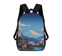 sinyumoney Kids 17inch School Bag Japanese Cherry Blossom Landscape Children's School Backpack School Bookbag Fashion Casual Travel Rucksacks 3D Printed Funny Cool Book Bags