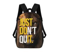 sinyumoney Kids 17inch School Bag Just Dont Quit Motivation Children's School Backpack School Bookbag Fashion Casual Travel Rucksacks 3D Printed Funny Cool Book Bags