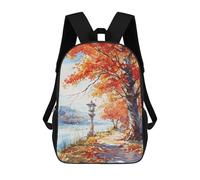 sinyumoney Kids 17inch School Bag Lakeside Autumn Light Children's School Backpack School Bookbag Fashion Casual Travel Rucksacks 3D Printed Funny Cool Book Bags