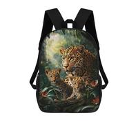 sinyumoney Kids 17inch School Bag Leopard Family in Amazon Rainforest-2 Children's School Backpack School Bookbag Fashion Casual Travel Rucksacks 3D Printed Funny Cool Book Bags