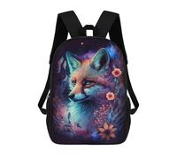 sinyumoney Kids 17inch School Bag Magical Fox Artwork Children's School Backpack School Bookbag Fashion Casual Travel Rucksacks 3D Printed Funny Cool Book Bags